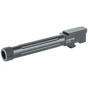 Lone Wolf Distributors AlphaWolf Barrel, 45 ACP, Salt Bath Nitride Coated, Threaded/Fluted, 416R Stainless Steel, .578x28 TPI, For Glk 21, Includes Thread Protector, Made in the USA AW-2145TH