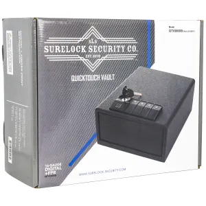 Surelock Security 3418947 QuickTouch 200 Digital Keypad/Biometric/Key Entry Matte Black Steel Holds 1 Handgun 5.12 inH x 9.88 inW x 11.42 inD