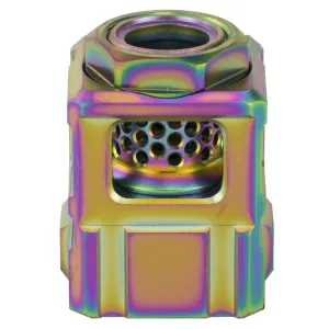 Chaos Gear Supply Qube Compensator QUBECOMPRAINBO, Rainbow Finish, 1/2X28 Thread Pitch QUBECOMPRAINBO