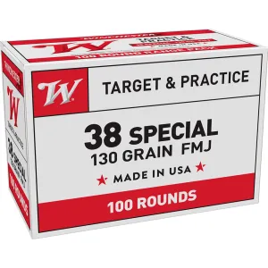 Winchester USA38SPVP USA Value Pack 38Special 130gr Full Metal Jacket 100 Per Box/5 Case Centerfire, Handgun Ammunition
