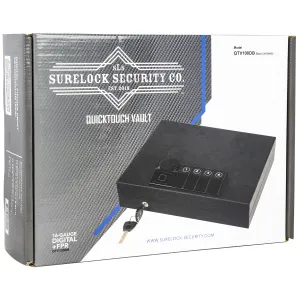 Surelock Security 3418945 QuickTouch 100 Digital Keypad/Biometric/Key Entry Matte Black Steel Holds 1 Handgun 2.56 inH x 9.06 inW x11.81 inD