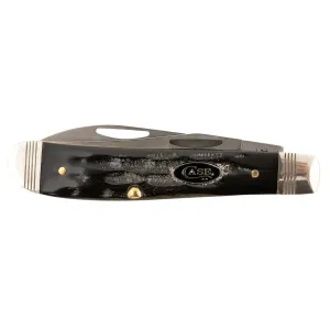 Case 65093 Trapper Mini 2.70 in/2.74 in Folding Clip/Wharncliffe Plain Stonewashed Satin S35VN SS Blade/Rough Black Jigged Buffalo Horn Handle