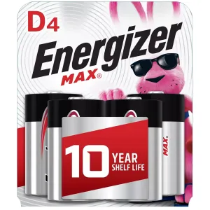 Energizer E95BP4 MAX D Batteries Black & Silver Alkaline 1.5 Volt, Qty (12) 4 Pack