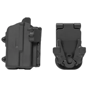 Rapid Force Rapid Force Level II Slim, Outside the Waistband Holster, Fits Glock 19/23/32/45 with Light, Quick Detach System, Polymer, Black, Right Hand R2-LB-0057-R-B-L1-D