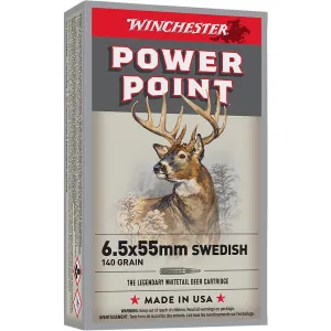 Winchester X6555 Power-Point 6.5x55Swedish 140gr 20 Per Box/10 Case Centerfire, Rifle Ammunition