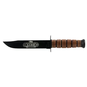 Ka-Bar 9192 120th Anniversary U.S. Navy 7 in Fixed Clip Point Plain 1095 Cro-Van Bladet Brown Leather Handlet Includes Sheath