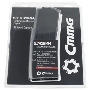 CMMG 54AFFC8 Conversion Mag Black Detachable 10rd for 5.7x28mm AR-Platform 3 Per Pack