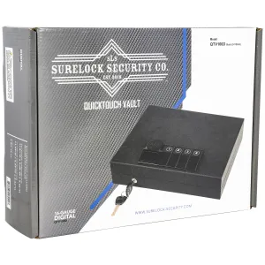 Surelock Security 3418944 QuickTouch 100 Digital Keypad/Key Entry Matte Black Steel Holds 1 Handgun 2.56 inH x 9.06 inW x11.81 inD