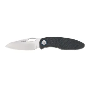 CRKT 5375 Trask 3.33 in Folding Plain Satin D2 Steel Blade/ Black GRN Handle Includes Pocket Clip, Knife