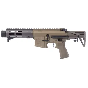 Maxim Defense Industries MD15, Semi-auto, Short Barreled Rifle, 556NATO, 5.5 in Barrel, Anodized Finish, Flat Dark Earth ( Arid), Maxim Defense HATEBRAKE, SCW Stock System, M-LOK Free Float Handguard,