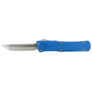 CobraTec Knives Mini Mamba 2.25 in OTF Tanto Plain D2 Steel Blade/Blue Aluminum Handle Includes Pocket Clip