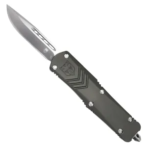 CobraTec Knives SGYFSXSDNS FS-X Small 2.50 in OTF Drop Point Plain D2 Steel Blade/Gray Anodized Aluminum Handle Features Glass Breaker Includes Pocket Clip
