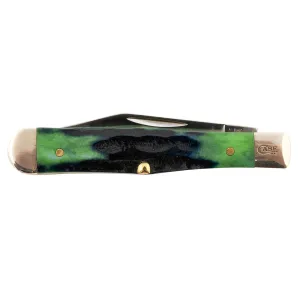 Case 75837 Swell Center Jack Small 1.73 in/2.30 in Folding Clip/Pen Plain Mirror Polished Tru-Sharp SS Blade/Hunter Green Deep Canyon Jig Bone Handle