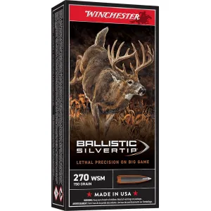 Winchester SBST2705A Ballistic Silvertip 270WSM 150gr Rapid Controlled Expansion Polymer Tip 20 Per Box/10 Case Centerfire, Rifle Ammunition