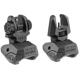 FAB Defense FXFRBS Front/Rear Folding Back-Up Sights AR-15/ M16/ M4 Low Profile Dual Aperture Rear Sight Black Polymer and Metal