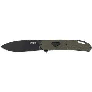 CRKT K542GKP Bona Fide 3.52 in Folding Modified Drop Point Plain Black PVD 4116 Stainless Steel Blade/OD Green Aluminum Handle Includes Pocket Clip, Knife