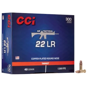 CCI AR-Style, Tactical, 22LR, 40 Grain, Copper Round Nose, 300 Round Box 956