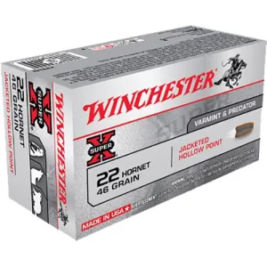 Winchester X22H2 Super X 22Hornet 46gr Jacketed Hollow Point 50 Per Box/10 Case Centerfire, Rifle Ammunition