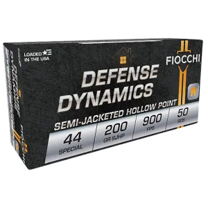 Fiocchi 44SA500 Defense Dynamics 44S&WSpl 200gr Semi Jacketed Hollow Point 50 Per Box/10 Case Centerfire, Handgun Ammunition