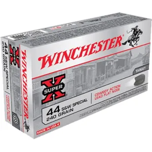 Winchester USA44CB Super X Cowboy Action 44S&WSpl 240gr Lead Flat Nose 50 Per Box/10 Case Centerfire, Handgun Ammunition