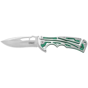 CRKT 5241 Nirk Tighe Green 3.17 in Folding Drop Point Plain Satin 8Cr14MoV SS Blade Two-tone SS w/Green Painted Finish Handle