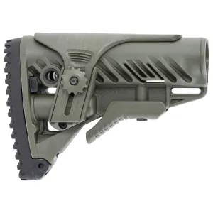 FAB Defense FXGLR16CPG GLR-16 Tactical Buttstock for AR-15/ M4 w/Adjustable Cheek-Rest & Anti-Rattle Mechanism OD Green Polymer