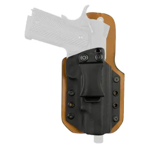 Tagua KYDEX LEATHER IWB HOLSTER, Inside Waistband Holster, For Glock 43, Leather/Kydex Construction, Black and Brown, Right Hand VENTURER-355