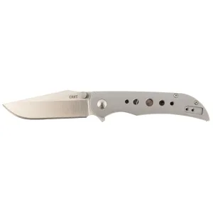 CRKT 6135 Oxcart 3.05 Fold Plain Satin AUS-8A SS Blade/Brushed Stainless Steel Handle Includes Pocket Clip, Knife