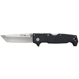 Cold Steel CS62K1AZ SR1 Lite 4 in Folding Tanto Plain Stonewashed 8Cr14MoV SS Blade, 5.63 in Black Textured Griv-Ex Handle