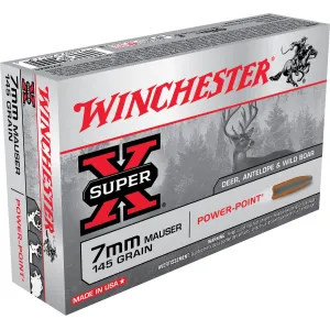 Winchester X7MM1 Super X 7mmMauser 145gr Power Point 20 Per Box/10 Case Centerfire, Rifle Ammunition