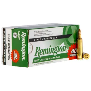Remington 23769 UMC Value Pack 22-250Rem 45gr Jacketed Hollow Point 40 Per Box/10 Case Centerfire, Rifle Ammunition