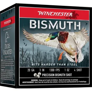 Winchester SWB2034 Bismuth 20Gauge 3 in 1oz Tin Plated Bismuth 4Shot 25 Per Box/10 Case, Shotgun Shells