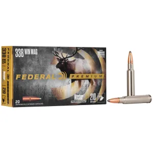 Federal Premium, 338 WIN MAG, 210 Grain, Nosler Partition, 20 Round Box P338A2