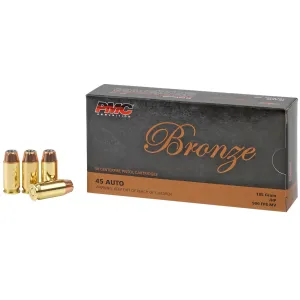 PMC 45B Bronze 45ACP 185gr Jacketed Hollow Point 50 Per Box/20 Case Centerfire, Handgun Ammunition