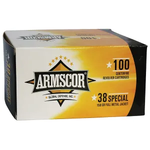 Armscor 50449 Precision Value Pack 38Special 158gr Full Metal Jacket 100 Per Box/12 Case Centerfire, Handgun Ammunition