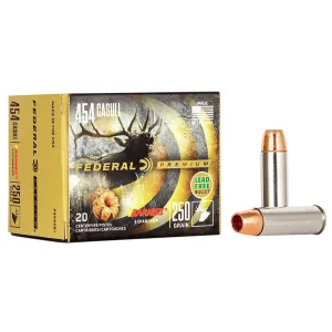 Federal P454XB1 Premium 454Casull 250gr Barnes Expander BRX 20 Per Box/10 Case Centerfire, Handgun Ammunition
