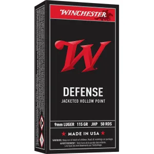 Winchester USA9JHP USA 9mmLuger 115gr Jacketed Hollow Point 50 Per Box/10 Case Centerfire, Handgun Ammunition