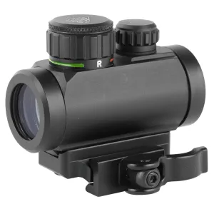 Leapers, Inc. - UTG Instant Target Aiming Sight, 2.6 in, 30mm, Fits Picatinny, Black, Red/Green CQB Micro Dot, w/Integral QD Mount SCP-DS3026W