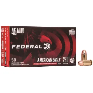 Federal AE45N1 American Eagle IRT 45ACP 230gr Total Metal Jacket 50 Per Box/20 Case Centerfire, Handgun Ammunition