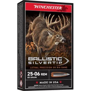 Winchester SBST2506A Ballistic Silvertip 25-06Rem 85gr Fragmenting Polymer Tip 20 Per Box/10 Case Centerfire, Rifle Ammunition