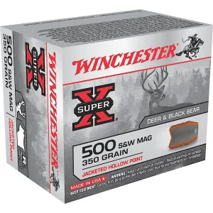 Winchester Ammo X500SW Super X 500 S&W Mag 350 gr Jacketed Hollow Point 20 Per Box/ 10 Case