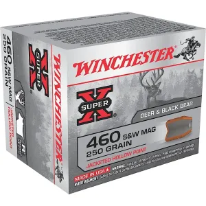 Winchester Ammo X460SW Super X 460 S&W Mag 250 gr Jacket Hollow Point 20 Per Box/ 10 Case