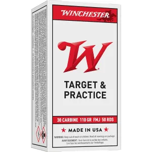 Winchester Q3132 USA 30Carbine 110gr Full Metal Jacket 50 Per Box/10 Case Centerfire, Rifle Ammunition