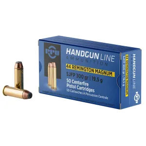 PPU PPH44MF 44RemMag 300gr Semi Jacketed Flat Point 50 Per Box/10 Case Centerfire, Handgun Ammunition