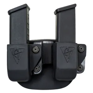 Comp-Tac C62404000LBKN Twin Mag Pouch Double Black Kydex Paddle Compatible w/ Double Stack/Most Glock Right Hand