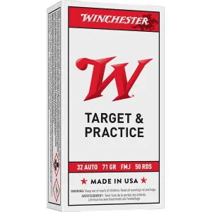 Winchester Q4255 USA 32ACP 71gr Full Metal Jacket 50 Per Box/10 Case Centerfire, Handgun Ammunition