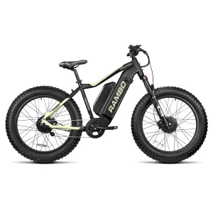 Rambo Bikes R1000X2MFFBFD Megatron 2.0 Full Frame Matte Black/Flat Dark Earth AWD System w/Dual Chain Pivot Tensioner, Dual Bafang G062/G060 Motor, 28 mph Speed