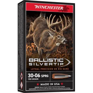 Winchester SBST3006 Ballistic Silvertip 30-06Springfield 150gr Rapid Controlled Expansion Polymer Tip 20 Per Box/10 Case Centerfire, Rifle Ammunition