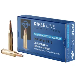 PPU PP264 Standard 264WinMag 140gr Pointed Soft Point 20 Per Box/10 Case Centerfire, Rifle Ammunition
