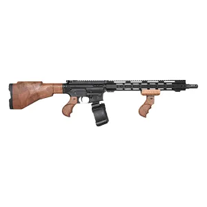 Diamondback DB1425P001 DBR Tommy Gun 9mm Luger 50+1 Drum 16 in, Black Rec/15 in M-Lok Handguard, Wood Tommy Gun Style Furniture with Foregrip, Flash Hider, Includes Savior Equipment Guitar Case, Rifle